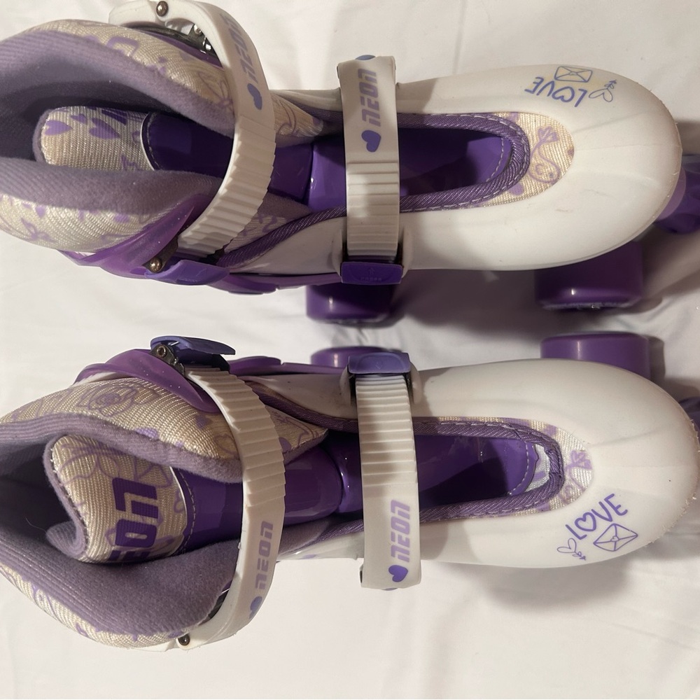Purple and White Kids Roller Skates